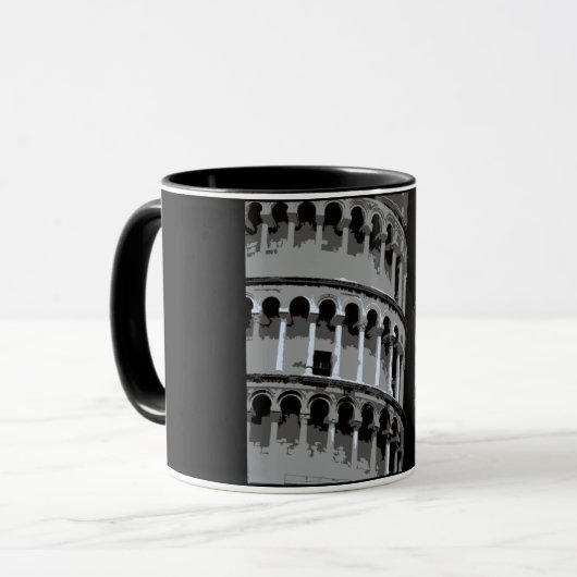 Schiefer Turm von Pisa in Italien Schwarz Weiß Mok (Voorkant links)