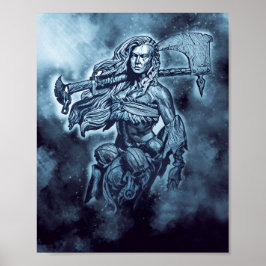 Schieldmaiden Fierce Vrouw Warrior Art VIKING Poster