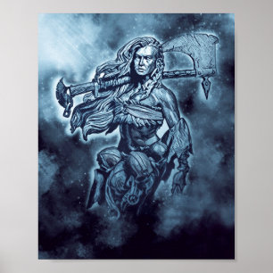 Schieldmaiden Fierce Vrouw Warrior Art VIKING Poster