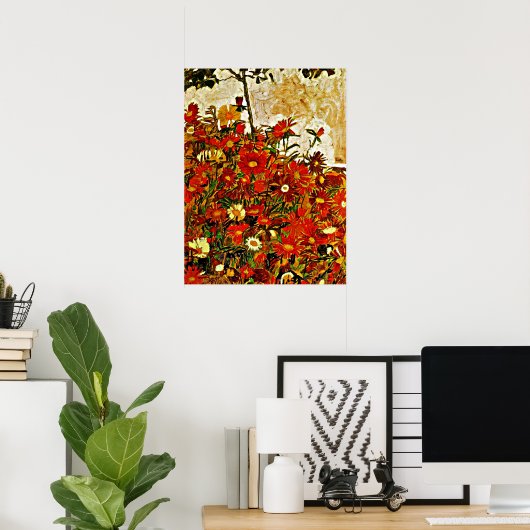 Schiele - Bloemenveld, kunstdruk Poster (Thuiskantoor)
