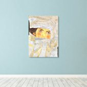 Schiele - De zuster van de kunstenaar, schilderij Canvas Afdruk (Insitu (Houten vloer))