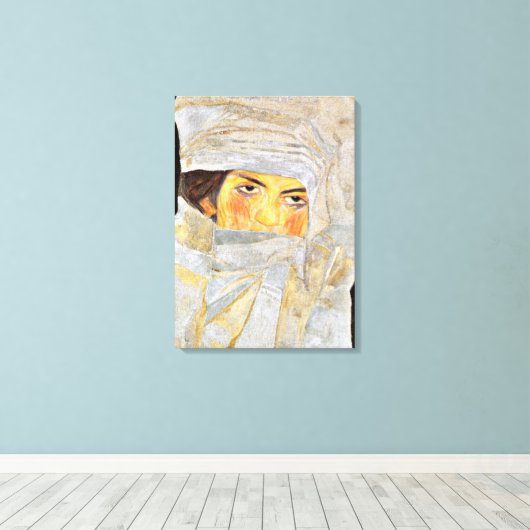 Schiele - De zuster van de kunstenaar, schilderij Canvas Afdruk (Insitu (Houten vloer))