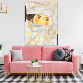 Schiele - De zuster van de kunstenaar, schilderij Canvas Afdruk (Insitu (Woonkamer))