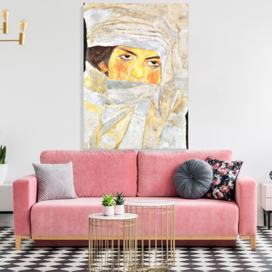 Schiele - De zuster van de kunstenaar, schilderij Canvas Afdruk (Insitu (Woonkamer))