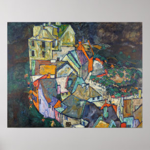 Schiele - einde van de stad poster