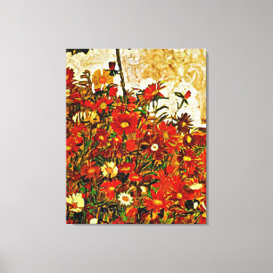 Schiele - Flowers, fijne kunst Canvas Afdruk