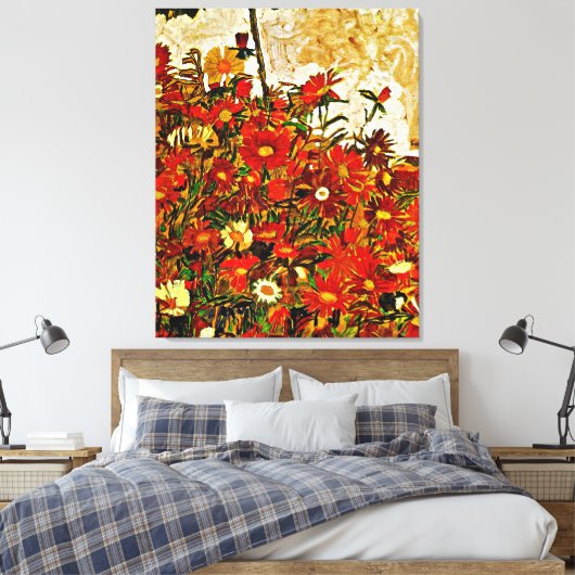 Schiele - Flowers, fijne kunst Canvas Afdruk (Insitu (Slaapkamer))