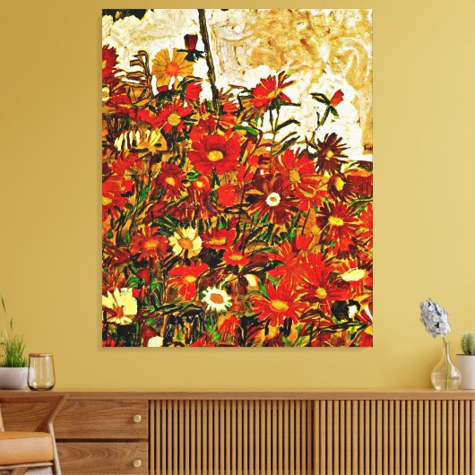 Schiele - Flowers, fijne kunst Canvas Afdruk (Insitu (Woonkamer))