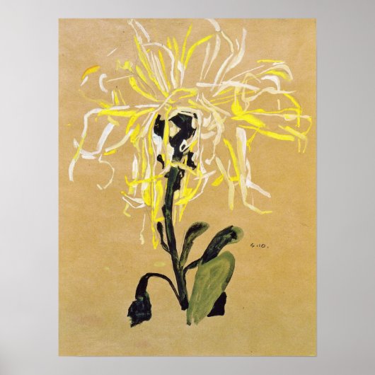 Schiele - Gele Chrysanthemum 1910 Poster (Voorkant)