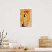 Schiele - Gerti voor Ocher Drapery 1910 Poster (Keuken)