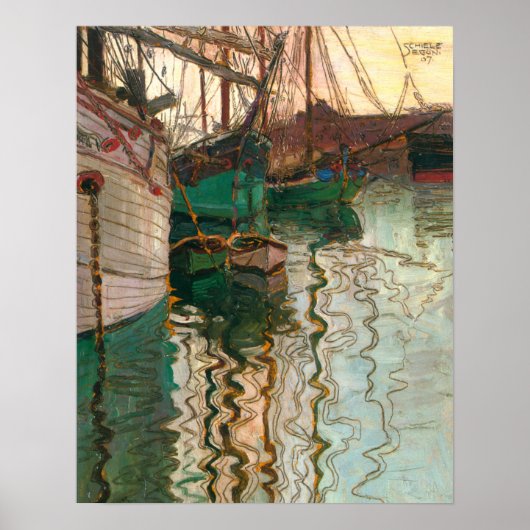 Schiele - Haven van Triëst Poster (Voorkant)