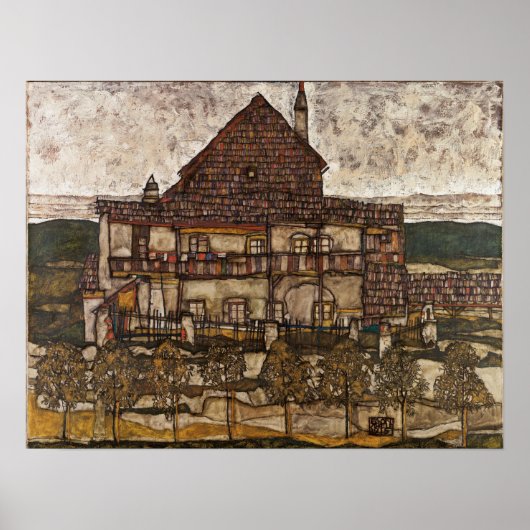 Schiele - Huis Met Dakspanen (Oud Huis) Poster (Voorkant)
