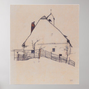 Schiele - Huis Met Klokkentoren 1912 Poster