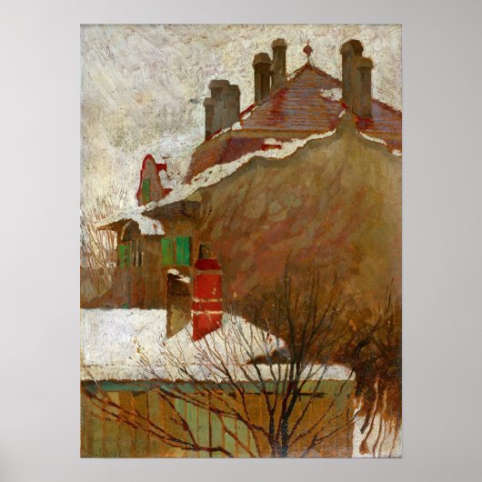 Schiele - Huizen in de Winter (Gezien vanuit het A Poster (Voorkant)