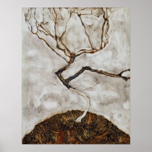 Schiele - Kleine boom in de late herfst Poster (Voorkant)