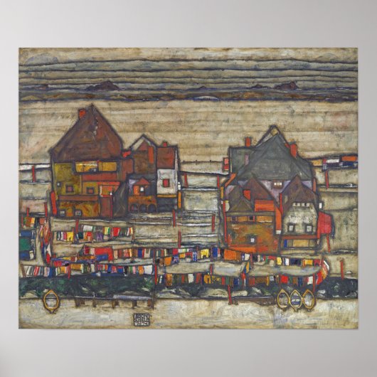 Schiele - Kleurrijke Huizen 1914 Poster (Voorkant)