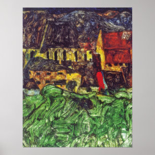 Schiele - Krumau ( St Veit Church with Houses ) 19 Poster
