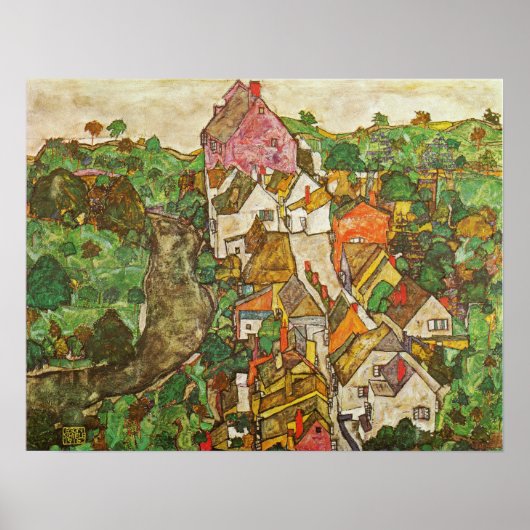 Schiele - Landscape Of Krumau Poster (Voorkant)