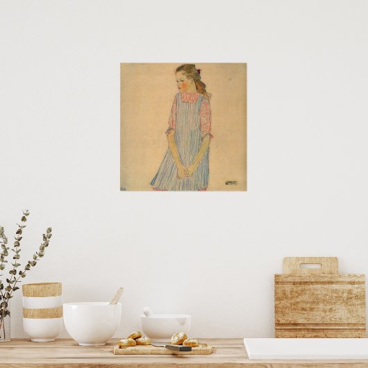 Schiele - Meisje met rode gaas 1909 Poster (Keuken)