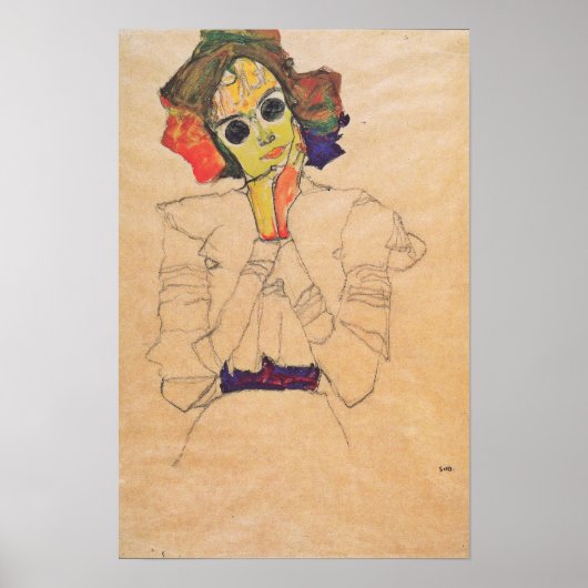 Schiele - meisje met zonnebril 1910 poster (Voorkant)