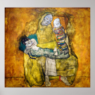 Schiele - moeder met twee kinderen poster