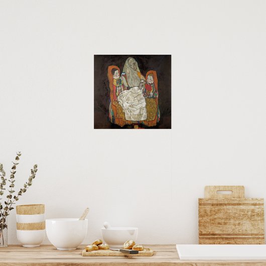 Schiele - moeder met twee kinderen poster (Keuken)