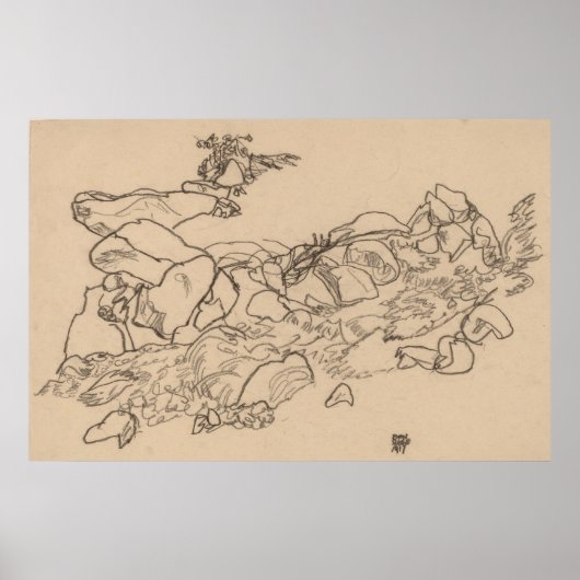 Schiele - Mountain Stream 1917 Poster (Voorkant)