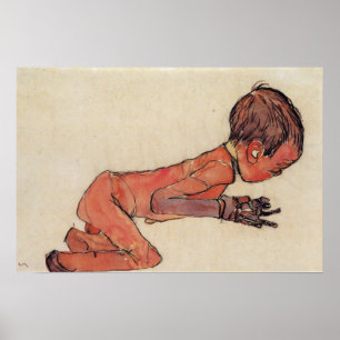 Schiele - Pasgeborene met opgetrokken benen 1910 Poster
