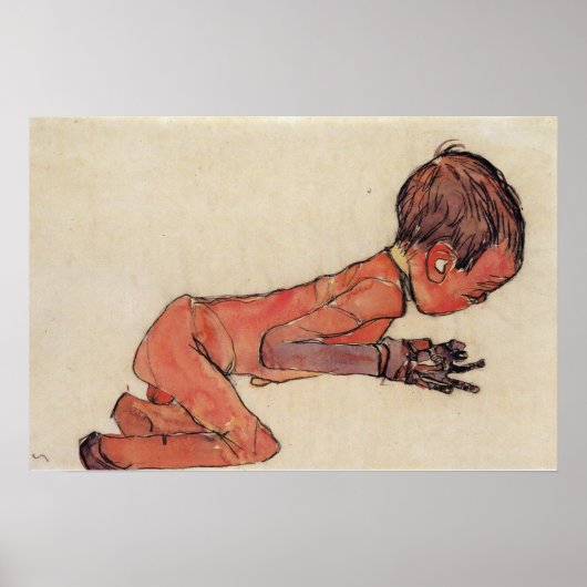 Schiele - Pasgeborene met opgetrokken benen 1910 Poster (Voorkant)
