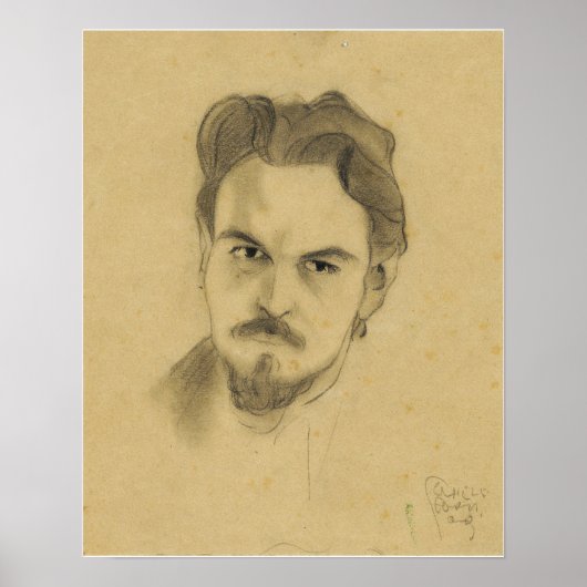 Schiele - Portretstudie Anton Peschka 1909 Poster (Voorkant)