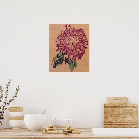 Schiele - Red Chrysanthemum 1910 Poster (Keuken)