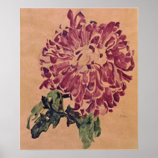 Schiele - Rode Chrysant 1910 Poster (Voorkant)