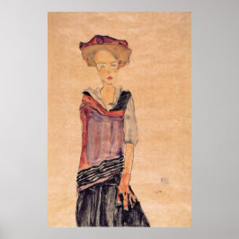 Schiele - Staand meisje 1910 Poster