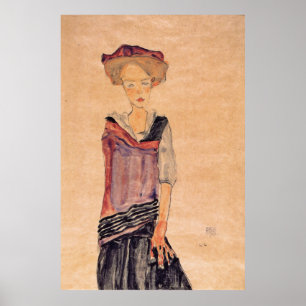 Schiele - Staande Meisje 1910 Poster