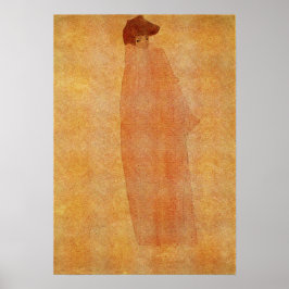 Schiele - Staande vrouw met een lange mantel Poster