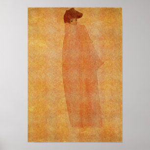 Schiele - Staande vrouw met een lange mantel Poster