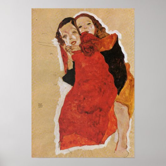 Schiele - Twee meisjes Poster (Voorkant)