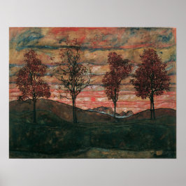 Schiele - Vier Bomen Poster