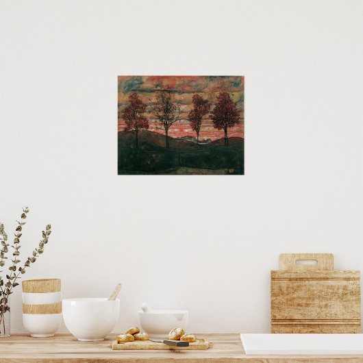 Schiele - Vier Bomen Poster (Keuken)