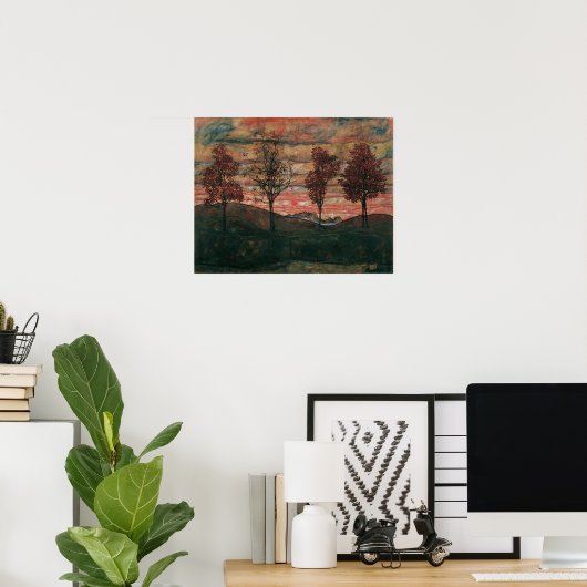 Schiele - Vier Bomen Poster (Thuiskantoor)