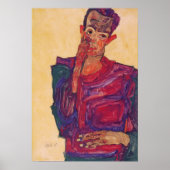 Schiele - zelf-portret met verlaagd ooglid poster (Voorkant)
