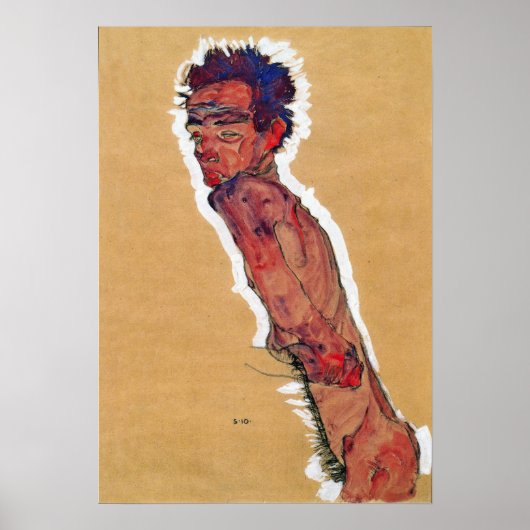 Schiele - Zelfportret 1910 Poster (Voorkant)