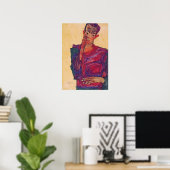 Schiele - Zelfportret met Neergeslagen Ooglid Poster (Thuiskantoor)