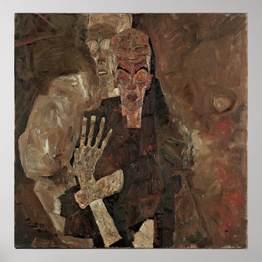 Schiele - Zelfzieners (Dood en Man) Poster (Voorkant)