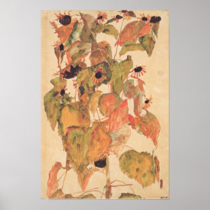 Schiele - Zonnebloemen 1911 Poster