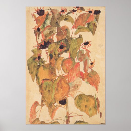 Schiele - Zonnebloemen 1911 Poster (Voorkant)