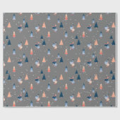 Schier in sneeuwvlokken op grijs cadeaupapier (Vlak)