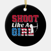 Schiet als een meisje patriottische boogschieten c keramisch ornament (Voorkant)