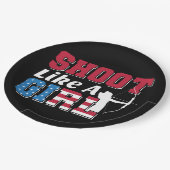 Schiet als een meisje patriottische boogschieten c papieren bordje (Gekanteld)