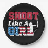 Schiet als een meisje patriottische boogschieten c papieren bordje (Voorkant)